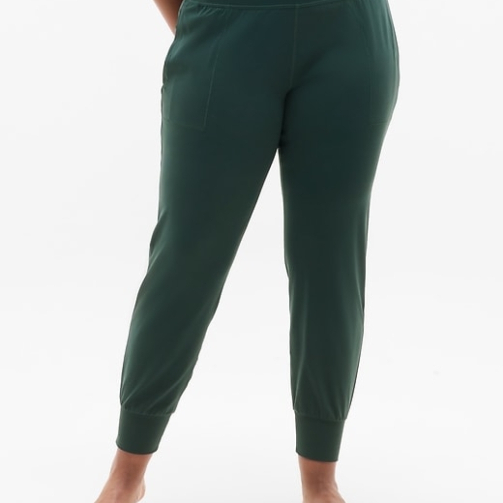 Athleta Salutation High Rise Green Waffle Jogger Pants